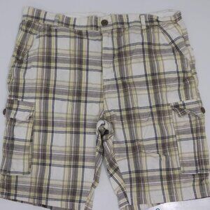 Retail $49.50  NWT  Galaxy by Harvic Men's Khaki/Brown Plaid Shorts Sz 40
